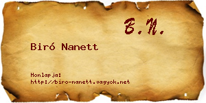 Biró Nanett névjegykártya